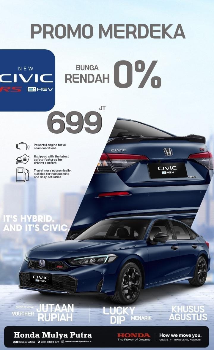 Promo Merdeka Honda Civic RS e:HEV: Ikonik, Modern, dan Hemat Energi
