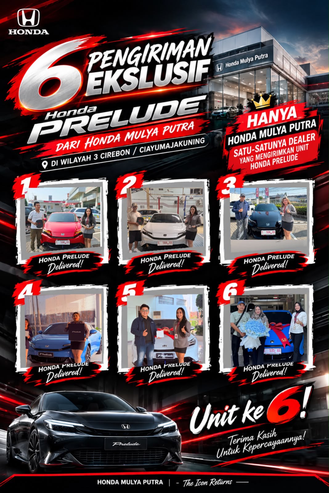 Honda Prelude Delivered! Honda Mulya Putra Catat Pengiriman Eksklusif 6 Unit Honda Prelude di Wilayah Ciayumajakuning